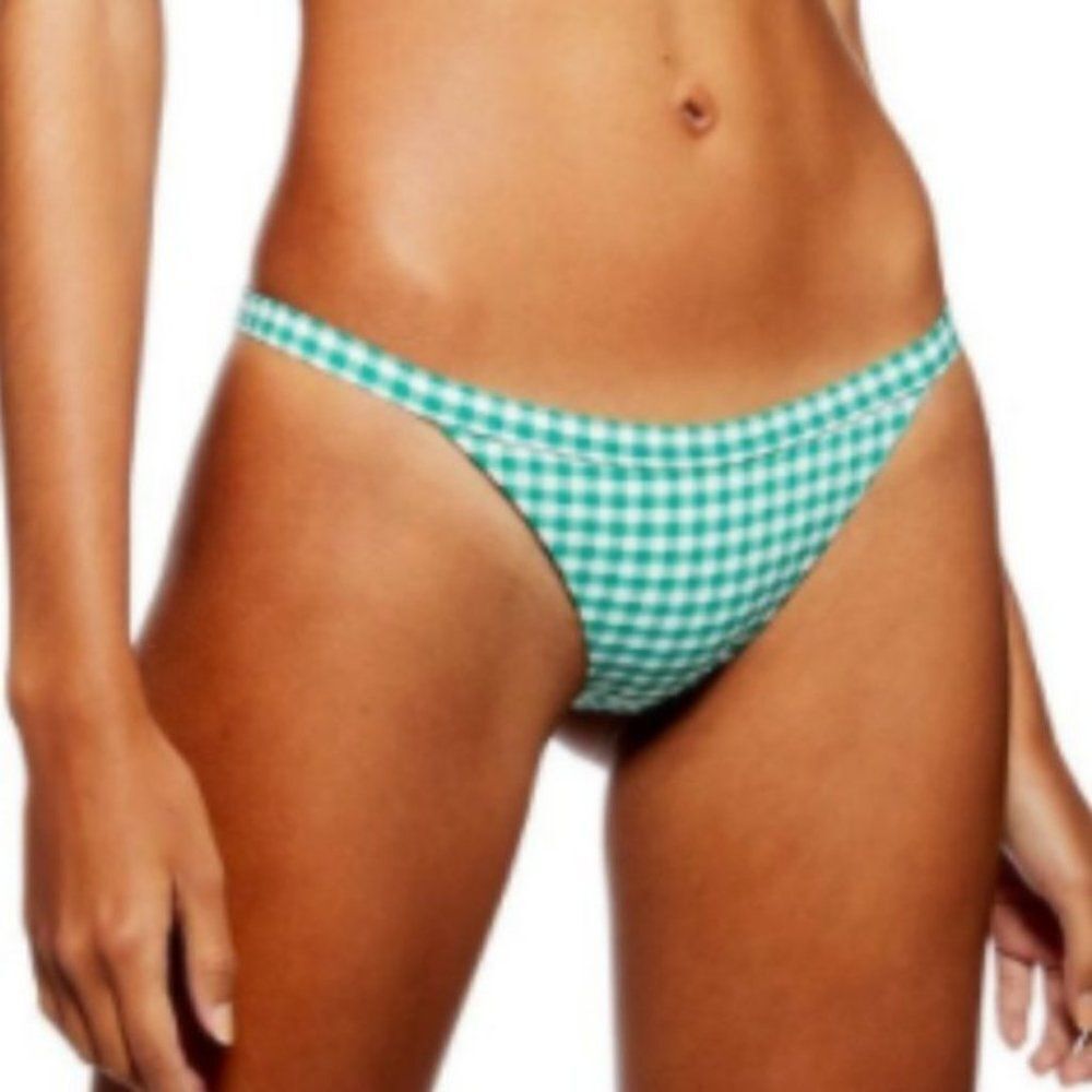 Topshop Green Gingham Bikini Bottom size 6